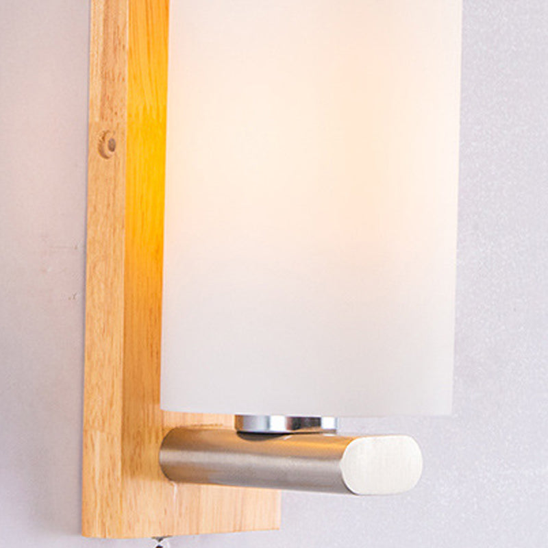 Cylinder Wall Lighting Fixtures Modern Style Wood 1 Light Wall Lighting