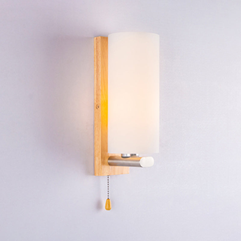 Cylinder Wall Lighting Fixtures Modern Style Wood 1 Light Wall Lighting