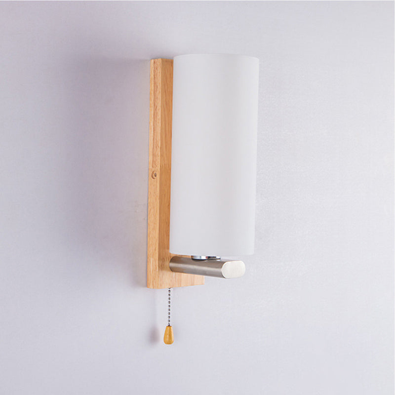 Cylinder Wall Lighting Fixtures Modern Style Wood 1 Light Wall Lighting