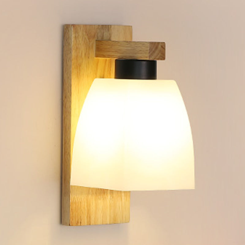 Wood Geometric Wall Light Nordic White 11.5" Wide Wall Sconce for Living Room