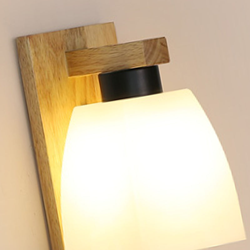 Wood Geometric Wall Light Nordic White 11.5" Wide Wall Sconce for Living Room