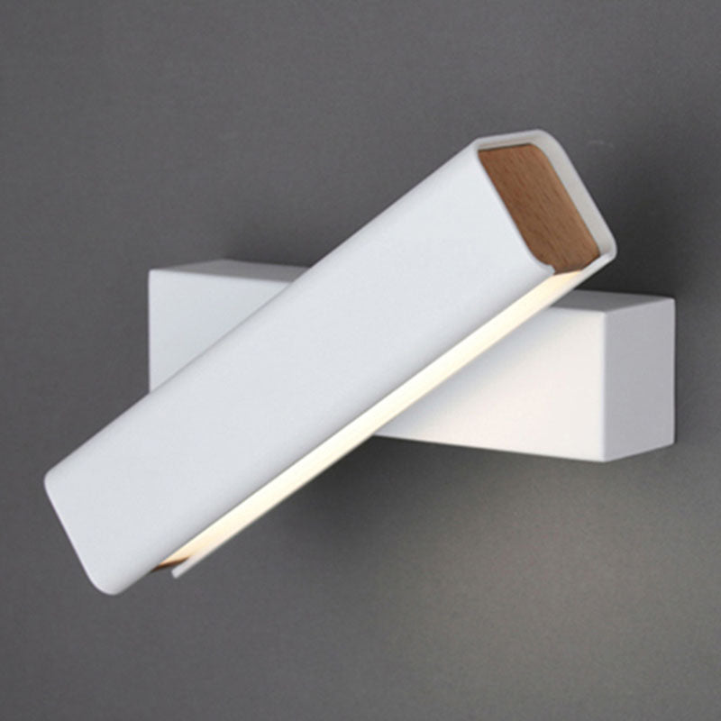 Nordic Metal Wall Light Strip Rotatable Wall Sconce with Wood for Bedroom