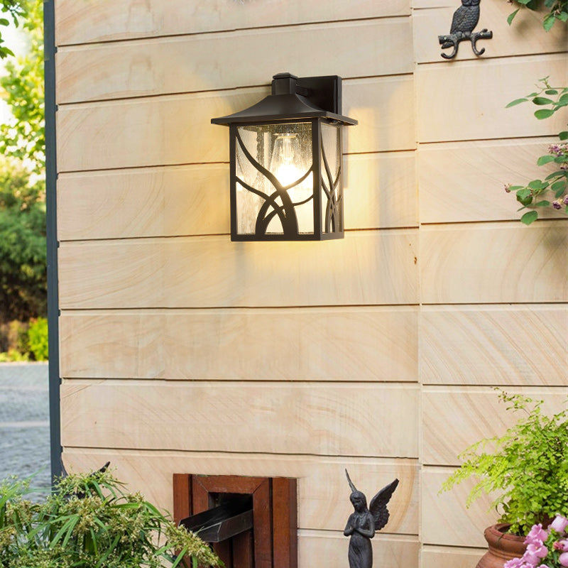 American Style Glass Wall Light Brown 10.5" High Wall Sconce for Outdoors