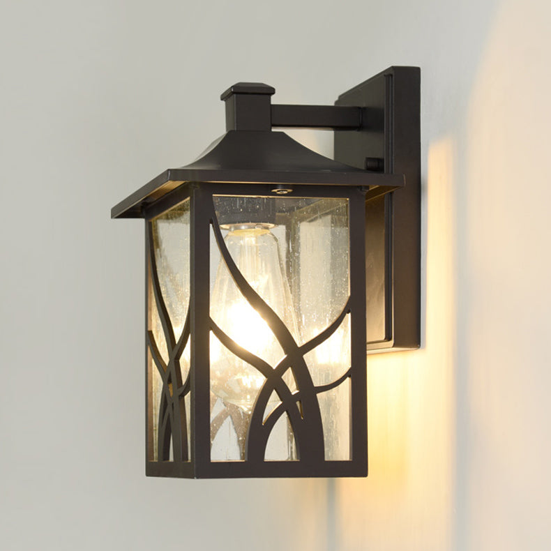 American Style Glass Wall Light Brown 10.5" High Wall Sconce for Outdoors