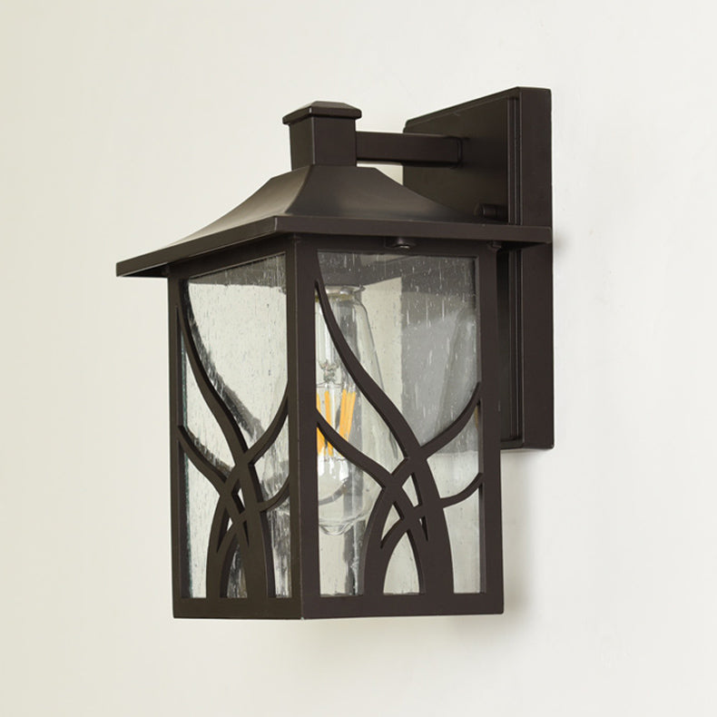 American Style Glass Wall Light Brown 10.5" High Wall Sconce for Outdoors