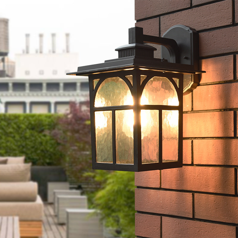 Retro Ripple Glass Shade Wall Light Geometric Single Light Wall Sconce for Outdoors