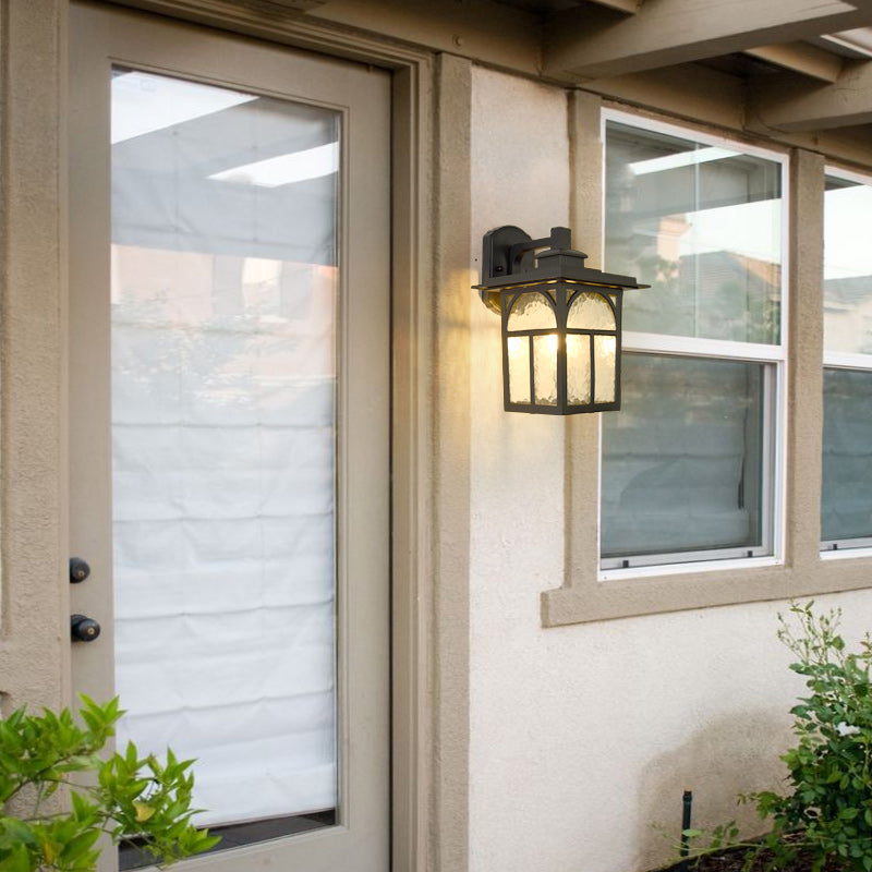 Retro Ripple Glass Shade Wall Light Geometric Single Light Wall Sconce for Outdoors