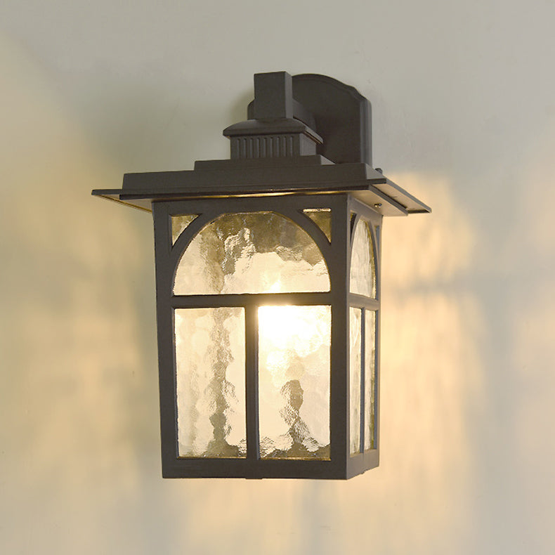 Retro Ripple Glass Shade Wall Light Geometric Single Light Wall Sconce for Outdoors