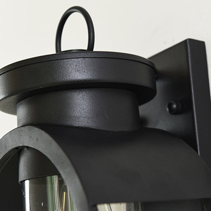 Retro Glass Shade Wall Light Black Single Light Wall Sconce for Outdoors