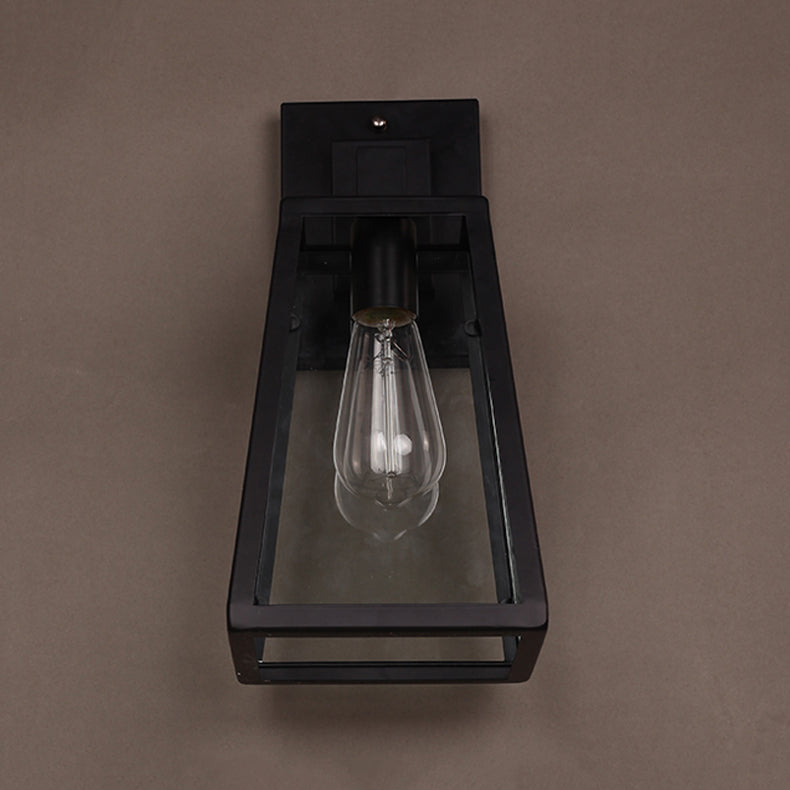 Retro Glass Shade Wall Light Black 1 Light 10.5" High Wall Sconce for Bar