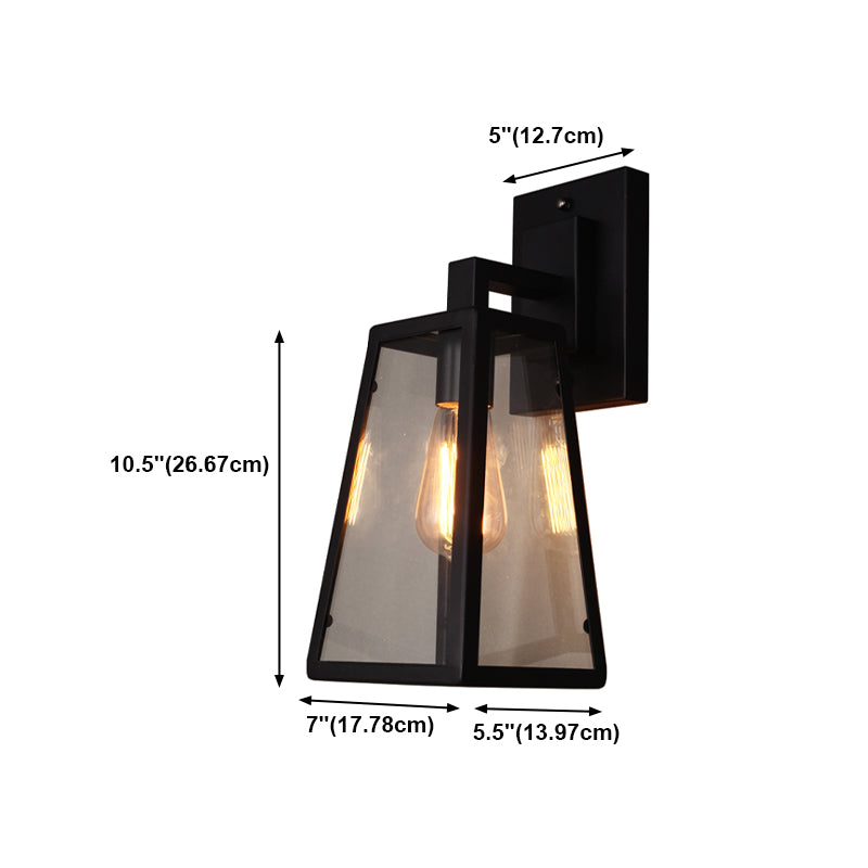 Retro Glass Shade Wall Light Black 1 Light 10.5" High Wall Sconce for Bar