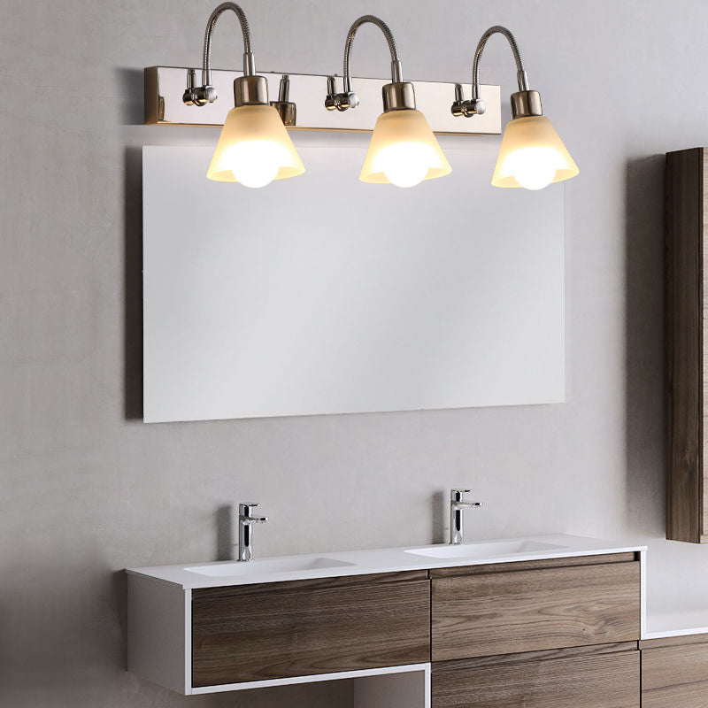 Modern Style Simplicity Mirror Light White Glass Flower Shade Wall Lamp for Bathroom