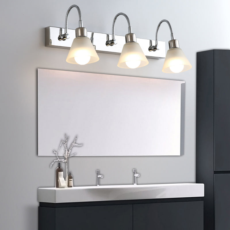 Modern Style Simplicity Mirror Light White Glass Flower Shade Wall Lamp for Bathroom