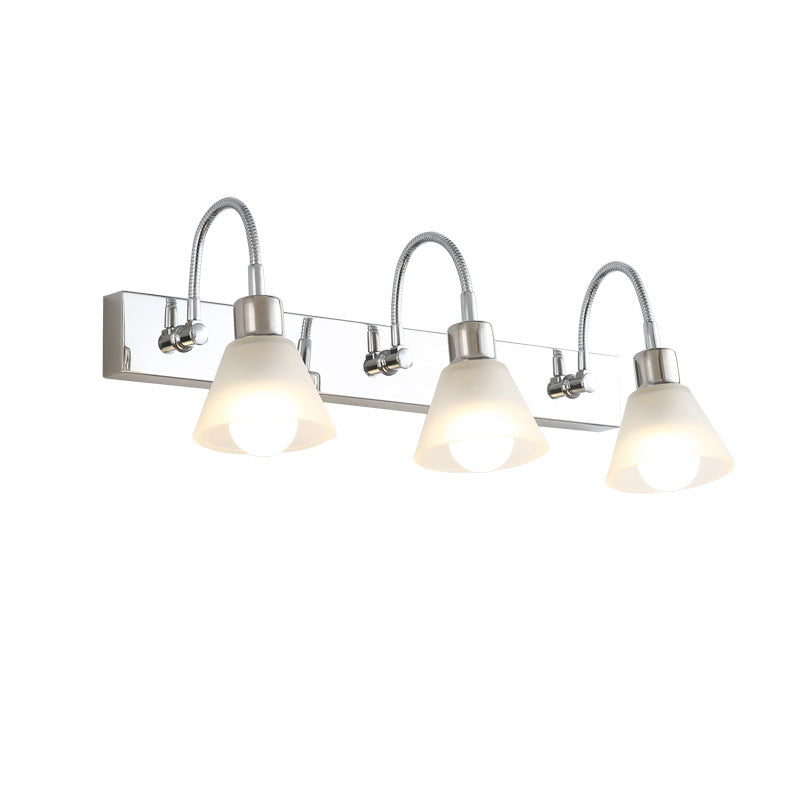 Modern Style Simplicity Mirror Light White Glass Flower Shade Wall Lamp for Bathroom