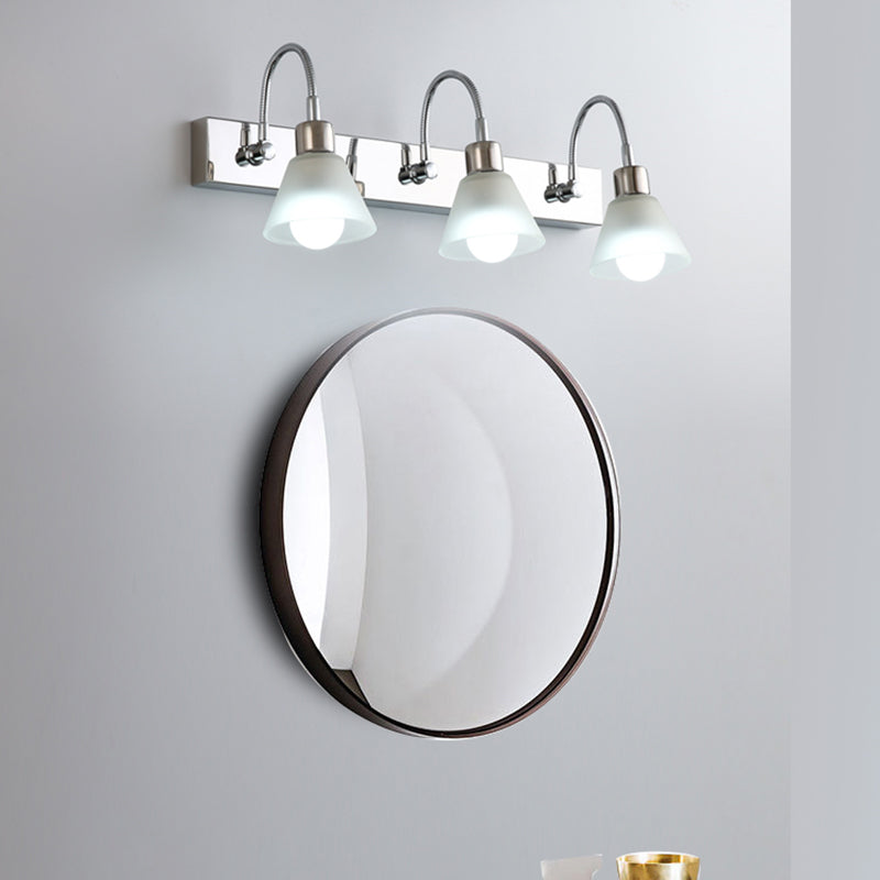 Modern Style Simplicity Mirror Light White Glass Flower Shade Wall Lamp for Bathroom