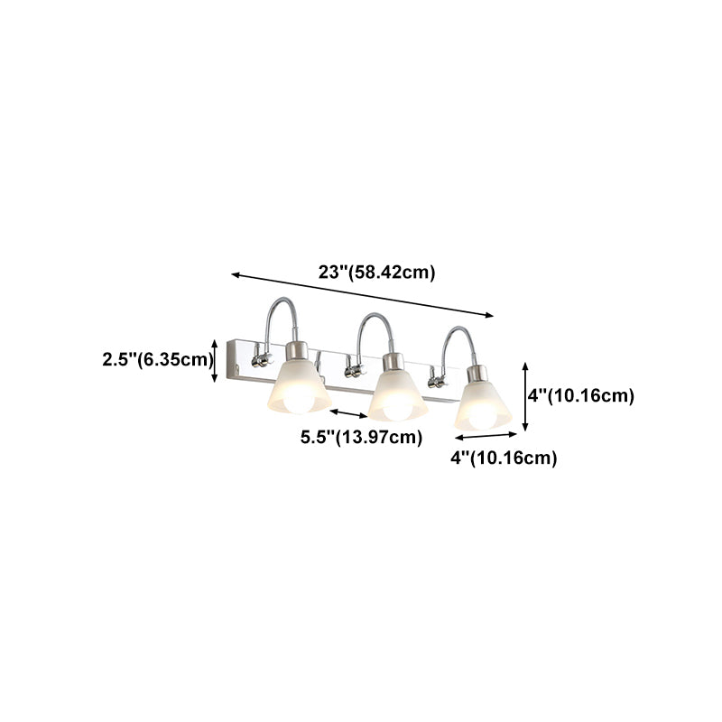 Modern Style Simplicity Mirror Light White Glass Flower Shade Wall Lamp for Bathroom
