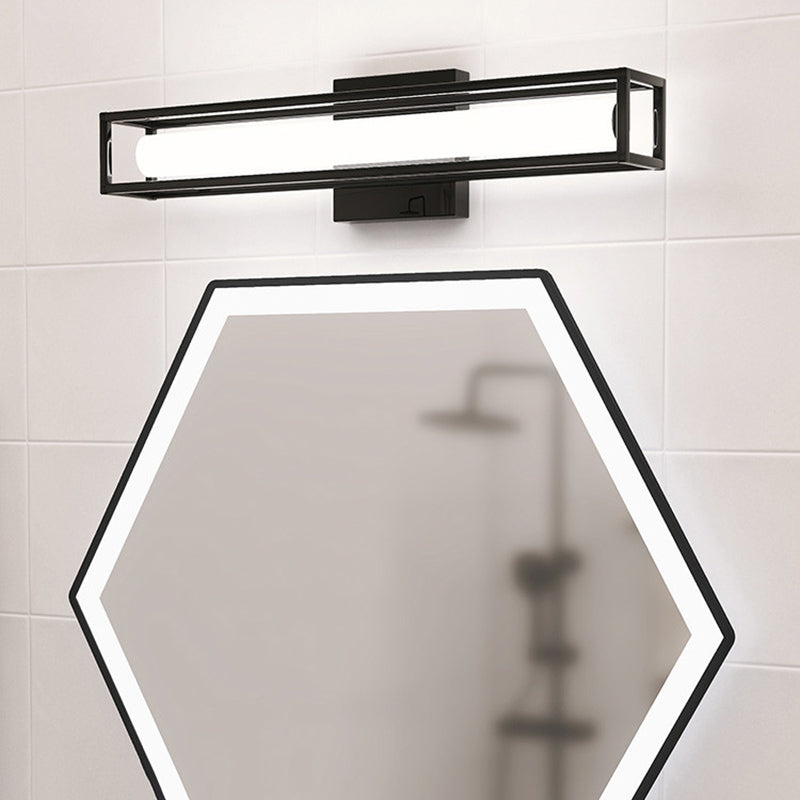 Obelle linéaire Mall Murce moderne 1 Miroir lumineux Miroir mural Moup Light Aymat en noir