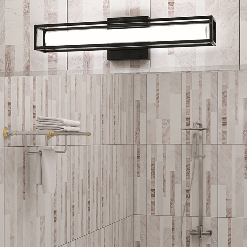 Obelle linéaire Mall Murce moderne 1 Miroir lumineux Miroir mural Moup Light Aymat en noir
