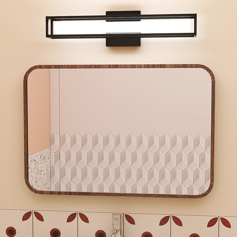 Obelle linéaire Mall Murce moderne 1 Miroir lumineux Miroir mural Moup Light Aymat en noir