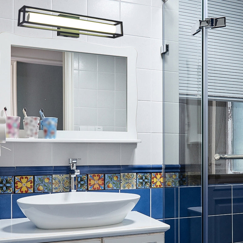 Obelle linéaire Mall Murce moderne 1 Miroir lumineux Miroir mural Moup Light Aymat en noir