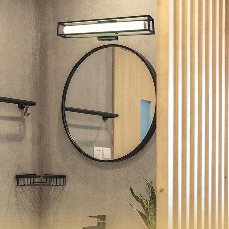 Obelle linéaire Mall Murce moderne 1 Miroir lumineux Miroir mural Moup Light Aymat en noir