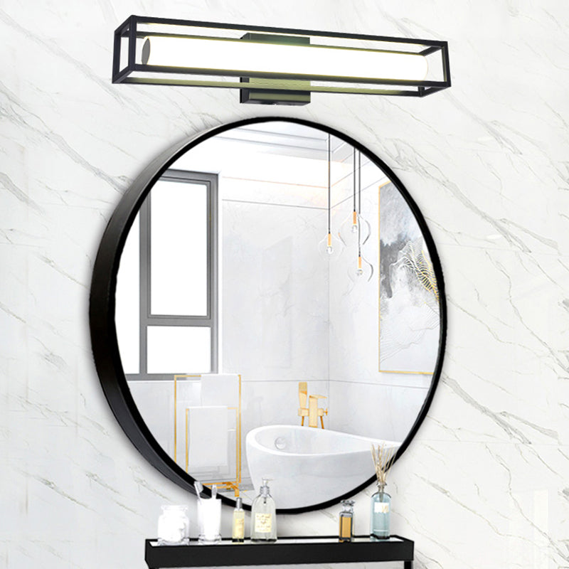 Obelle linéaire Mall Murce moderne 1 Miroir lumineux Miroir mural Moup Light Aymat en noir