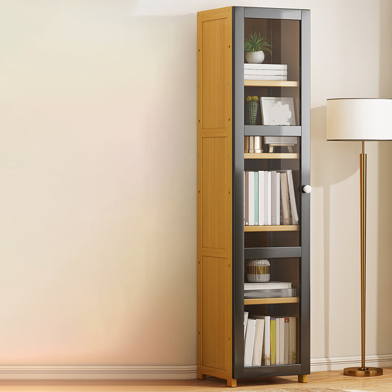 Modern Standard Bookcase Bamboo Closed Back Shelf with Doors
