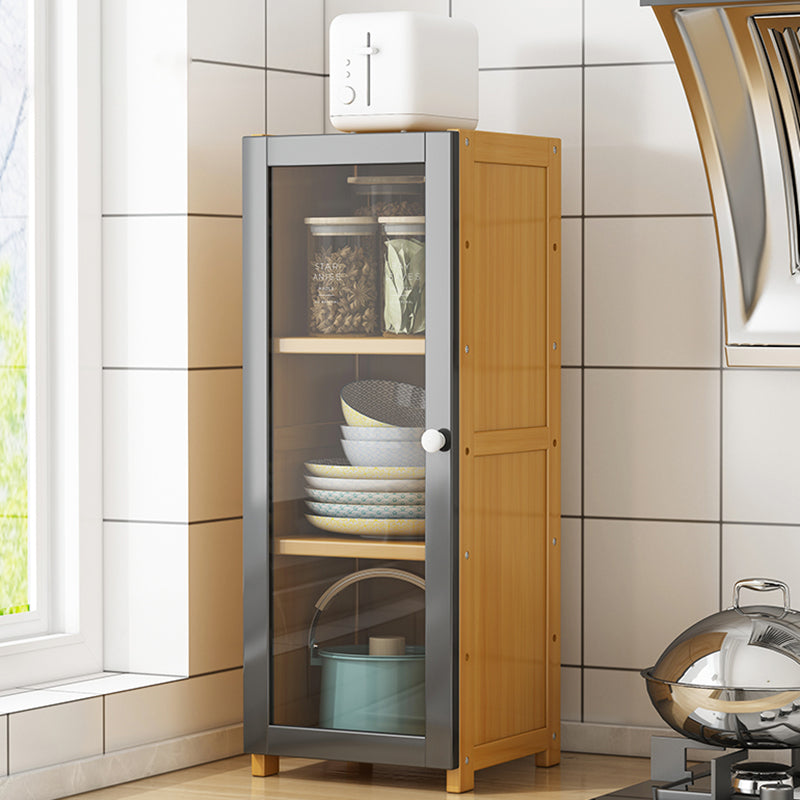 Modern Standard Bookcase Bamboo Closed Back Shelf with Doors