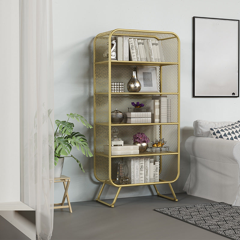 Light Luxury Metal Bookcase Shelf Closed Back Bookcase for Study Room