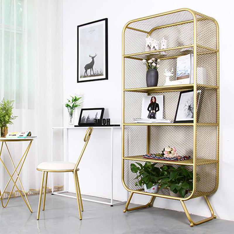 Light Luxury Metal Bookcase Shelf Closed Back Bookcase for Study Room