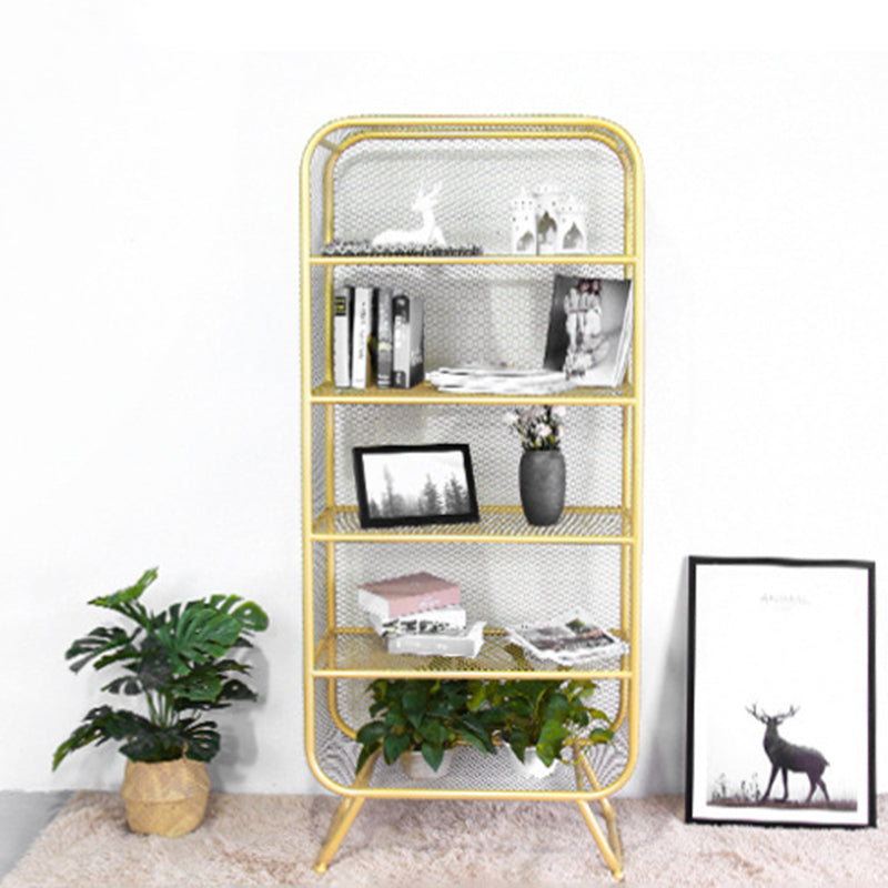 Light Luxury Metal Bookcase Shelf Closed Back Bookcase for Study Room