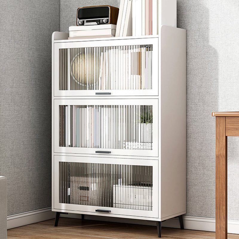 Wooden Engineered Wood Bookcase with Doors Closed Back Bookshelf Doors Included