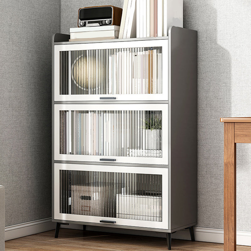 Wooden Engineered Wood Bookcase with Doors Closed Back Bookshelf Doors Included