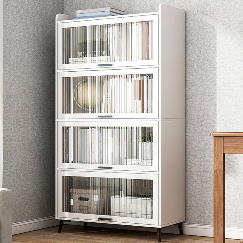 Wooden Engineered Wood Bookcase with Doors Closed Back Bookshelf Doors Included