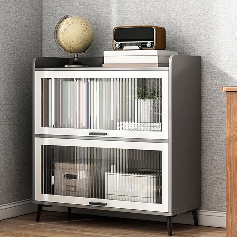 Wooden Engineered Wood Bookcase with Doors Closed Back Bookshelf Doors Included