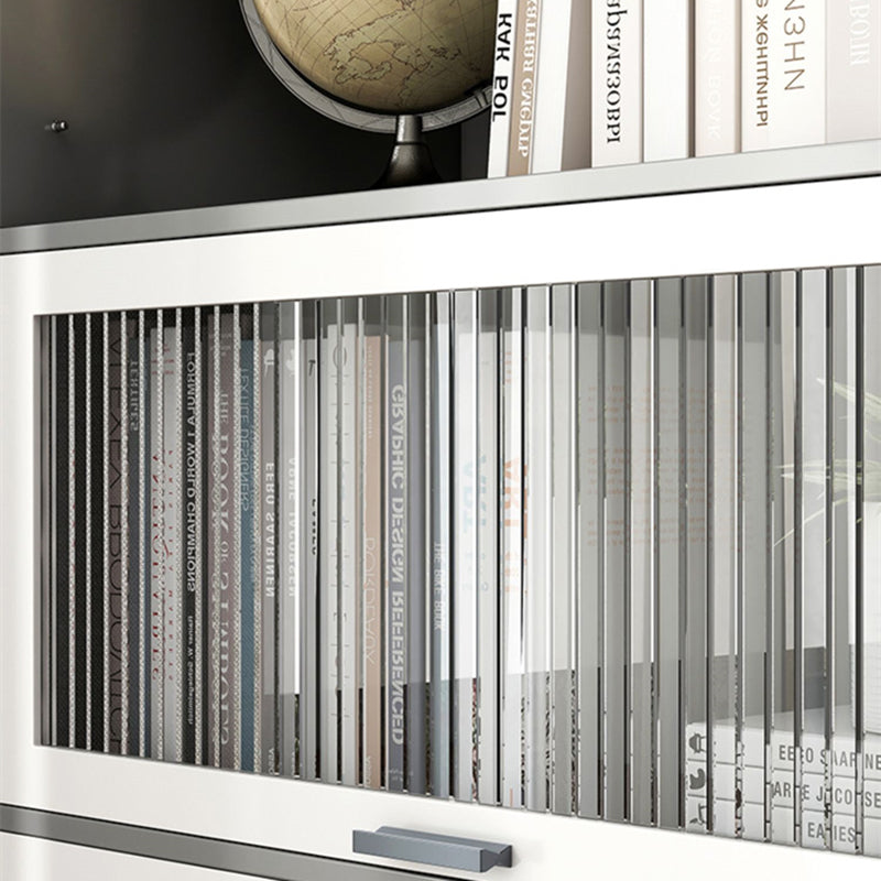 Wooden Engineered Wood Bookcase with Doors Closed Back Bookshelf Doors Included