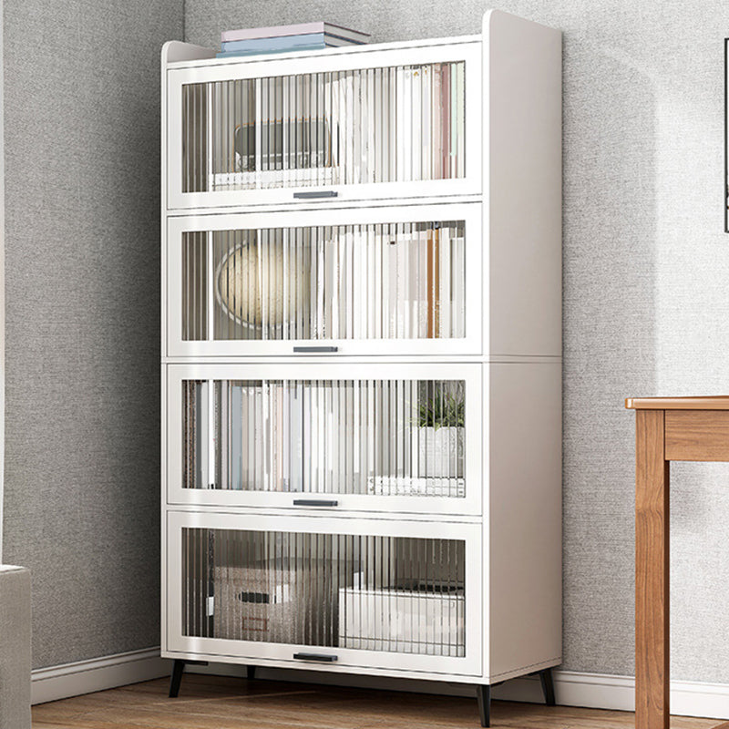 Wooden Engineered Wood Bookcase with Doors Closed Back Bookshelf Doors Included