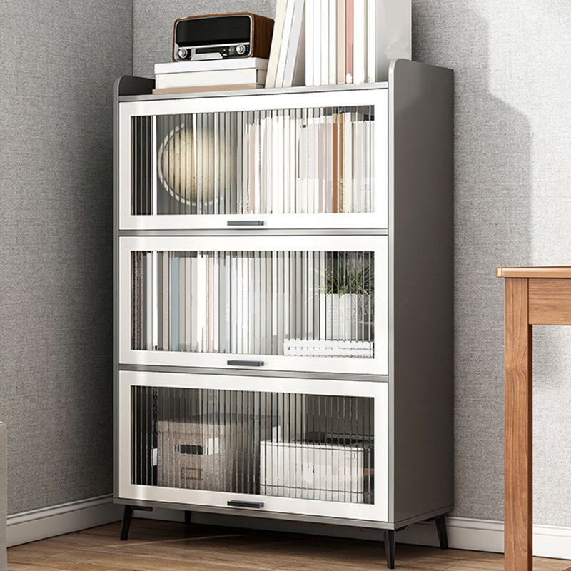 Wooden Engineered Wood Bookcase with Doors Closed Back Bookshelf Doors Included