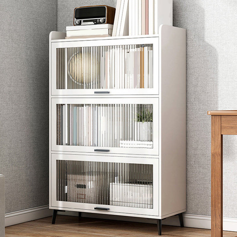 Wooden Engineered Wood Bookcase with Doors Closed Back Bookshelf Doors Included