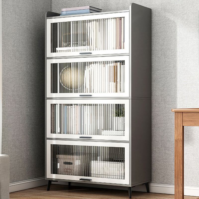 Wooden Engineered Wood Bookcase with Doors Closed Back Bookshelf Doors Included