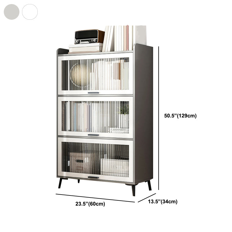Wooden Engineered Wood Bookcase with Doors Closed Back Bookshelf Doors Included