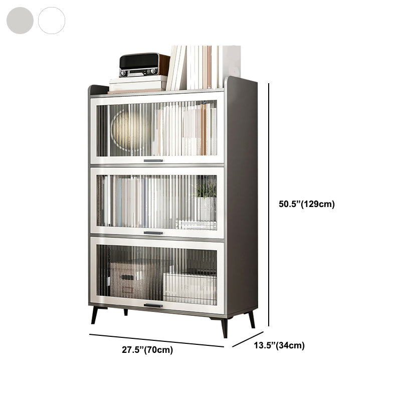 Wooden Engineered Wood Bookcase with Doors Closed Back Bookshelf Doors Included
