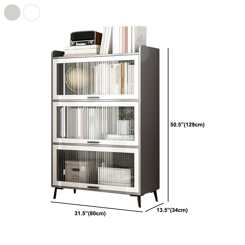 Wooden Engineered Wood Bookcase with Doors Closed Back Bookshelf Doors Included