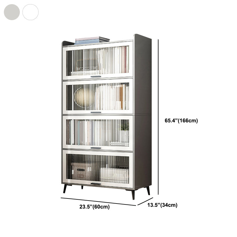Wooden Engineered Wood Bookcase with Doors Closed Back Bookshelf Doors Included