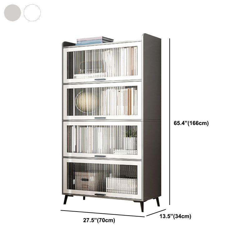 Wooden Engineered Wood Bookcase with Doors Closed Back Bookshelf Doors Included