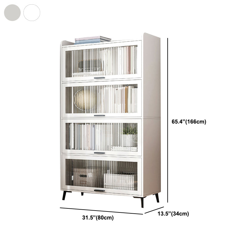 Wooden Engineered Wood Bookcase with Doors Closed Back Bookshelf Doors Included