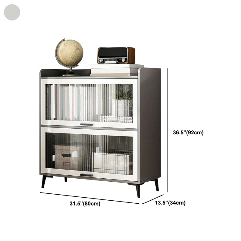 Wooden Engineered Wood Bookcase with Doors Closed Back Bookshelf Doors Included