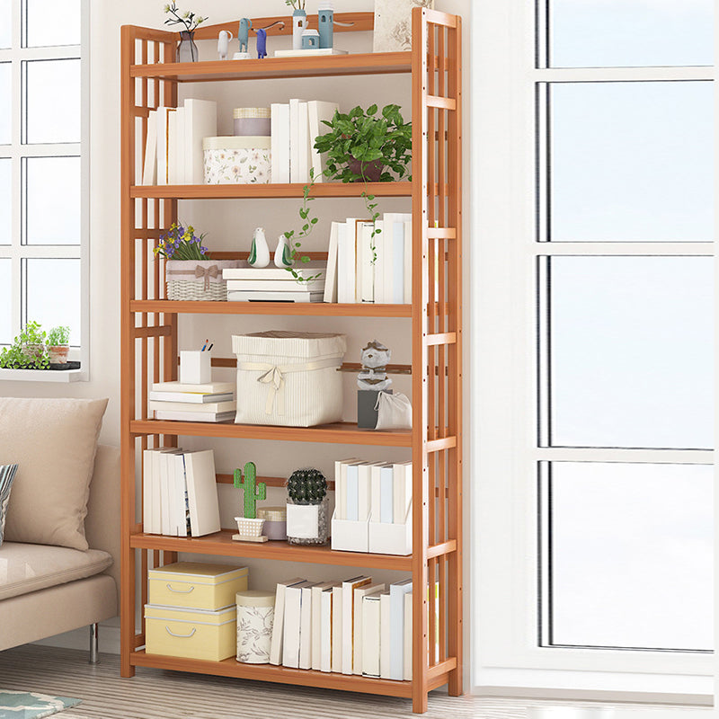Standard Bamboo Bookshelf Contemporary Brown Open Shelf Bookcase