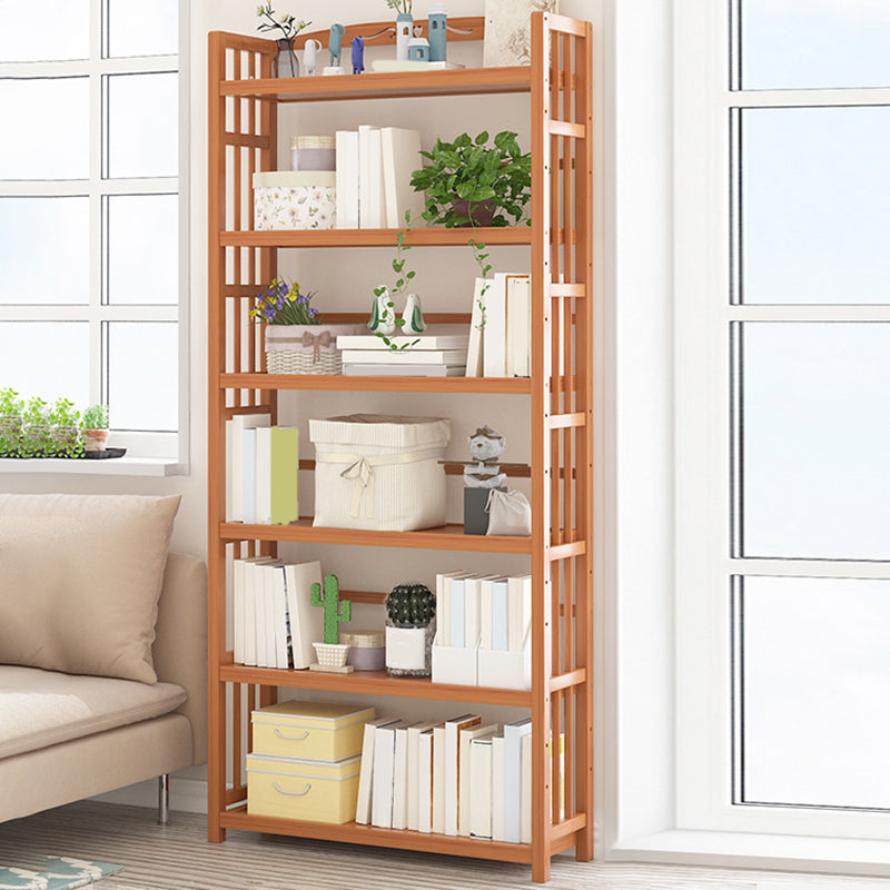 Standard Bamboo Bookshelf Contemporary Brown Open Shelf Bookcase