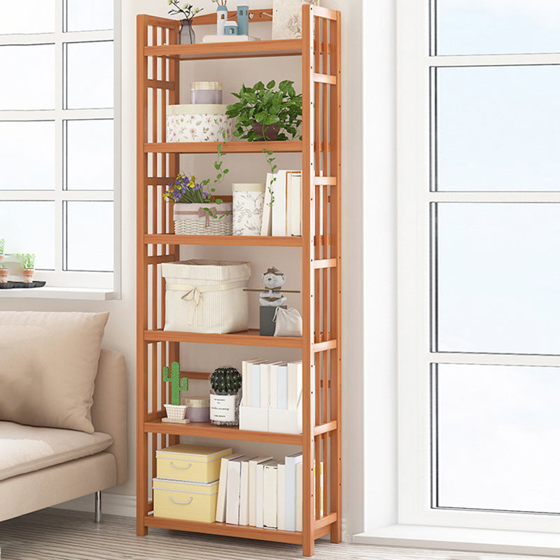 Standard Bamboo Bookshelf Contemporary Brown Open Shelf Bookcase